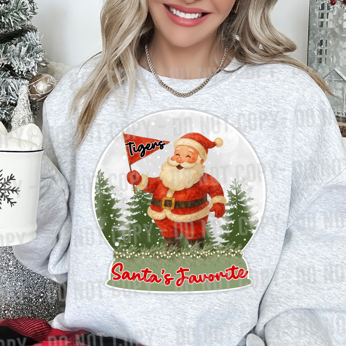 Custom Santas Favorite Mascot Snow Globe Top — design example 1