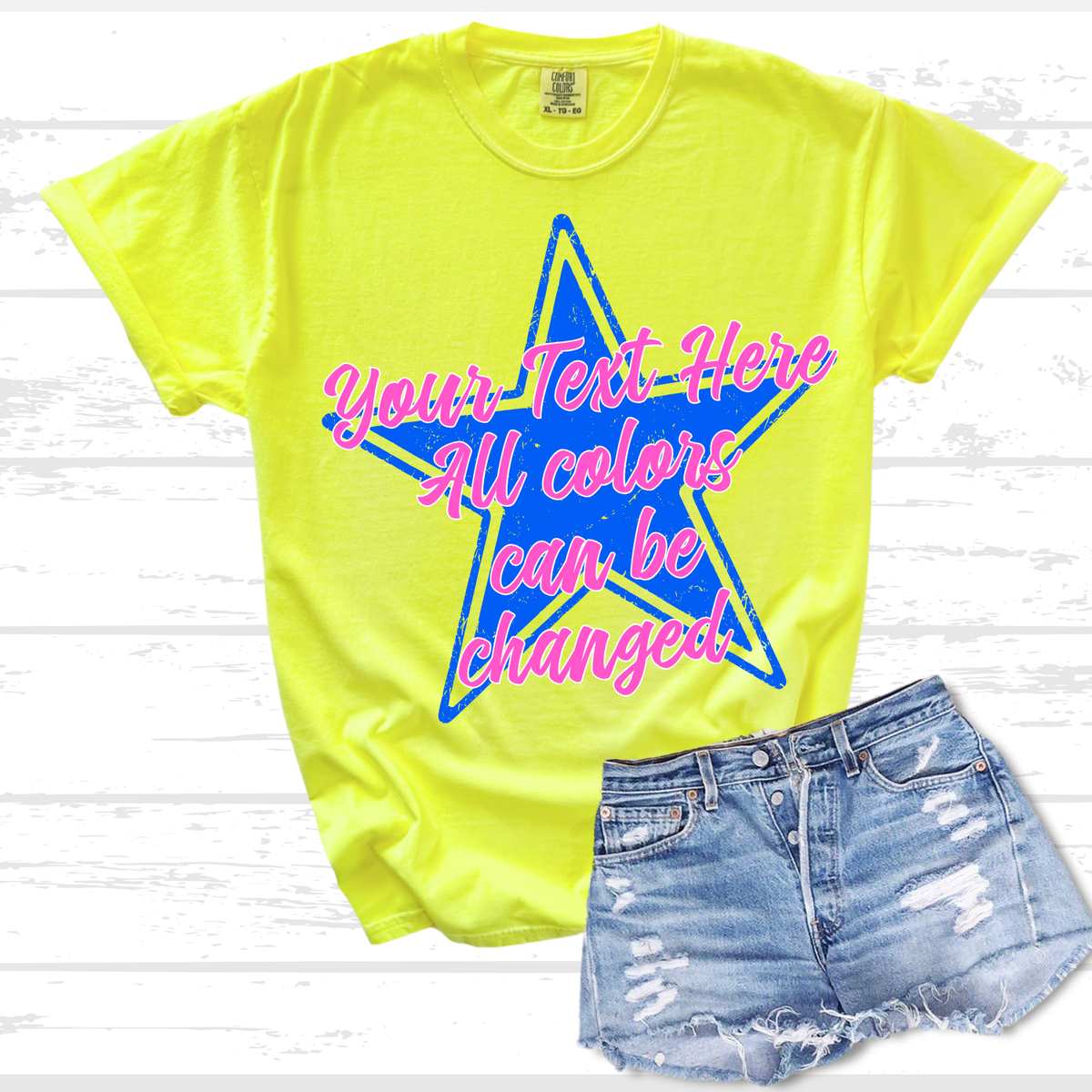 Custom Distressed Star Text Top — design example 1