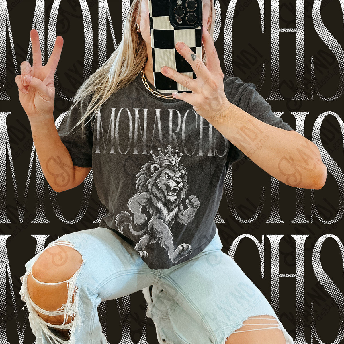 Halftone Monarchs Top design mockup
