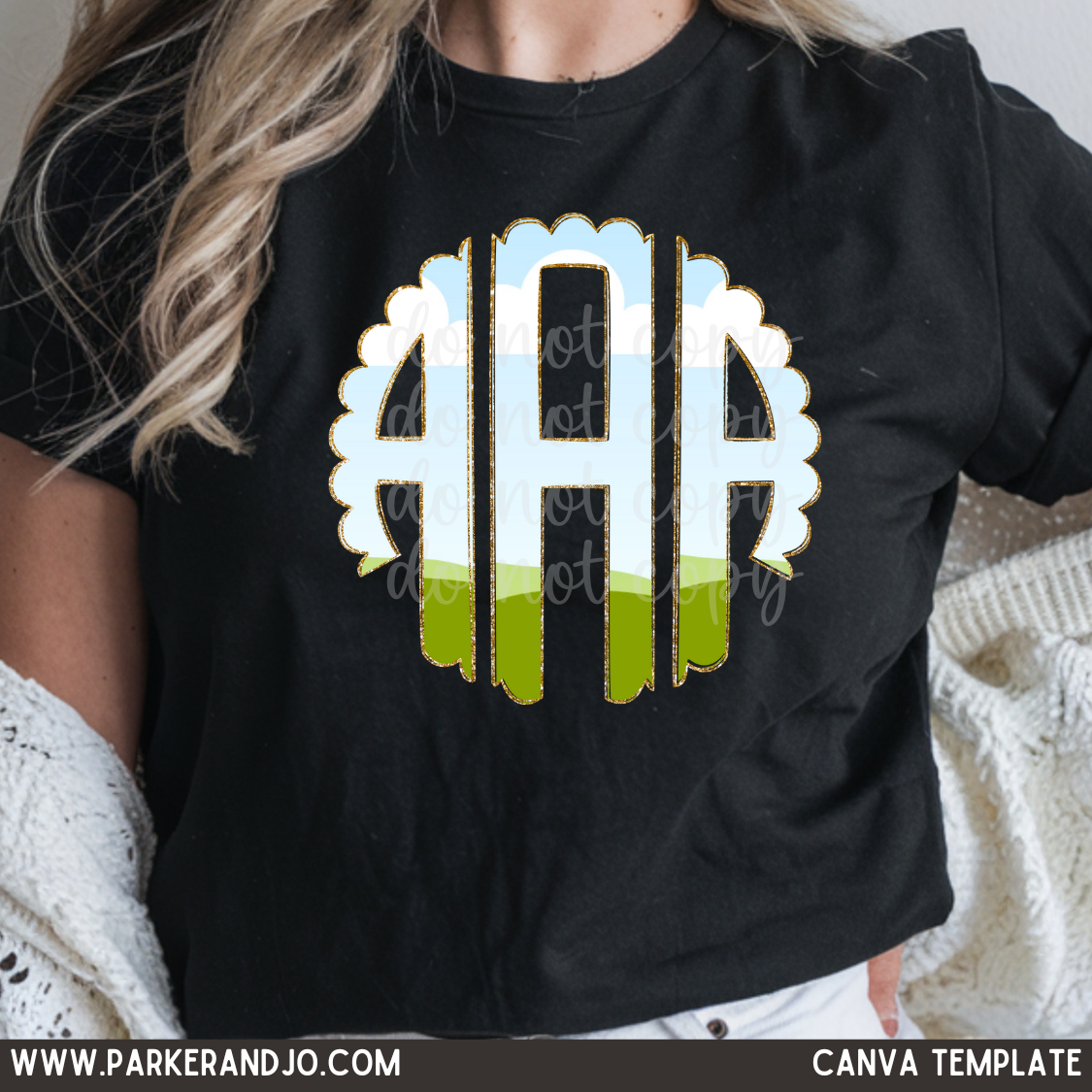 Custom Scalloped Monogram 26 Letters Alphabet Top — design example 2