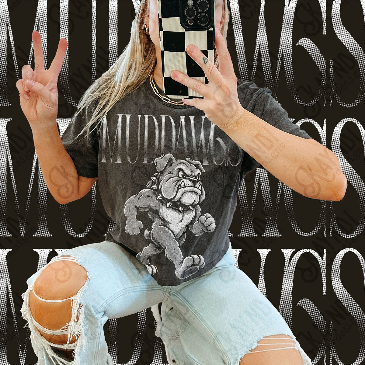 Halftone Muddawgs Top design mockup