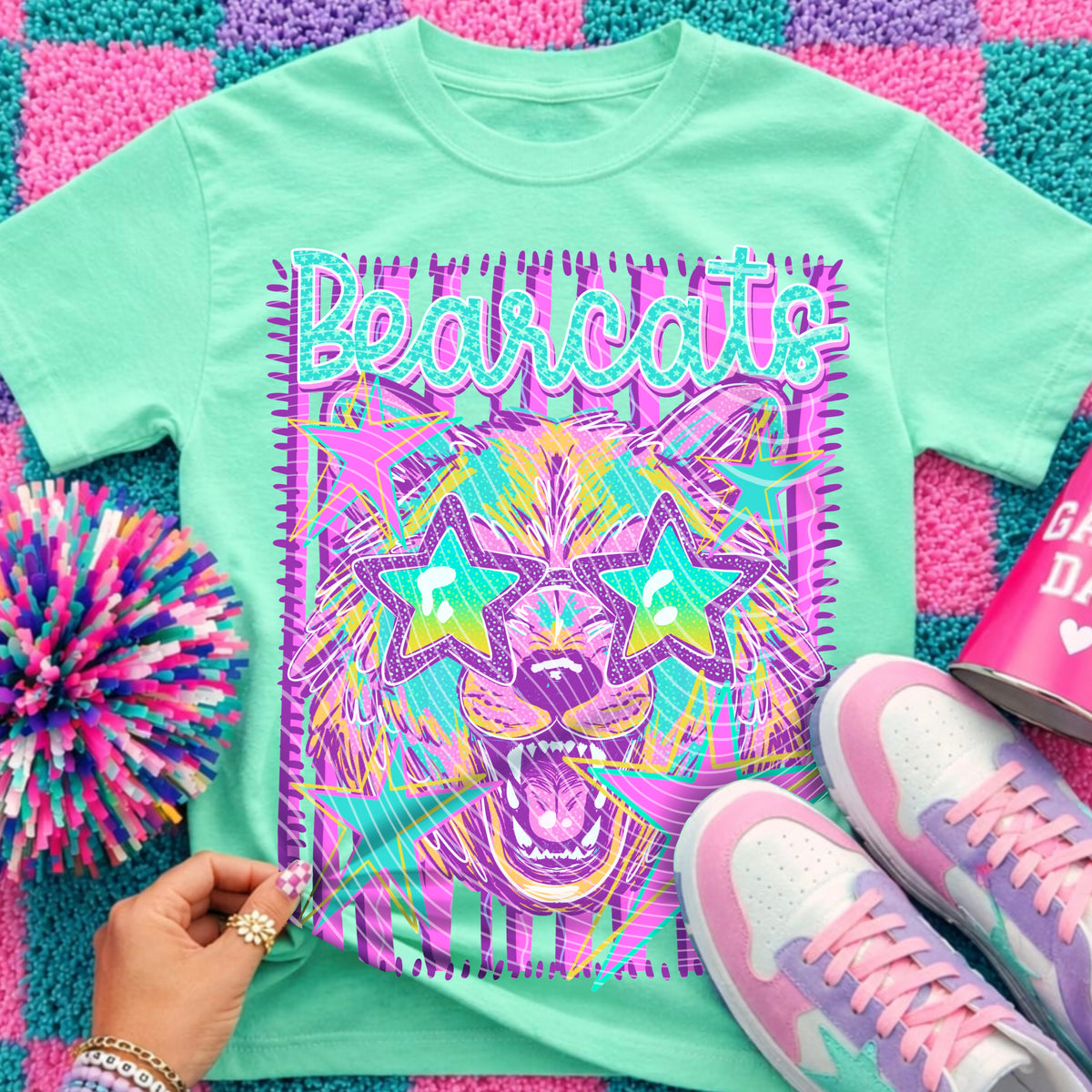 Neon Star Bearcats Top apparel mockup