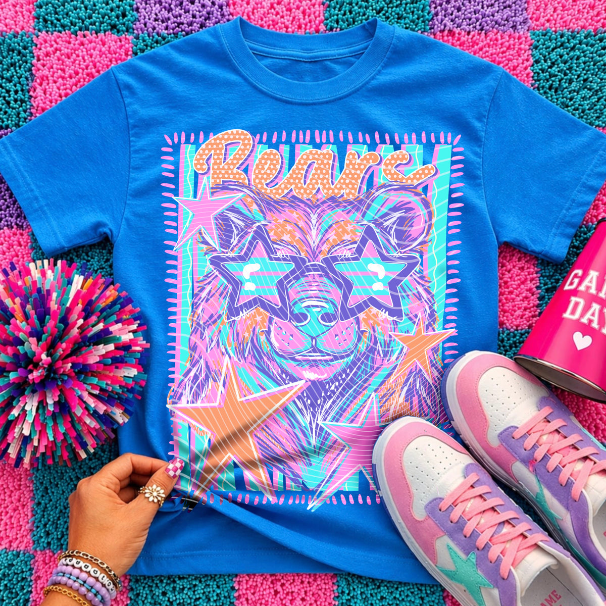 Neon Star Bears Top apparel mockup