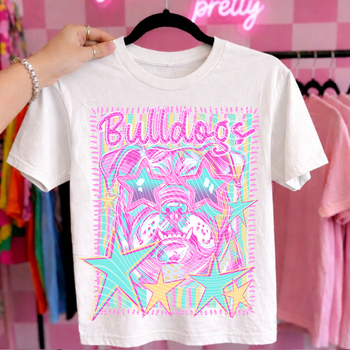 Neon Star Bulldogs Top apparel mockup