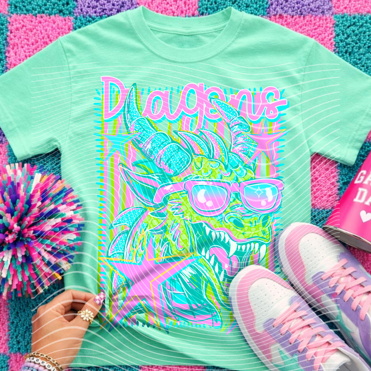Neon Star Dragons Top apparel mockup