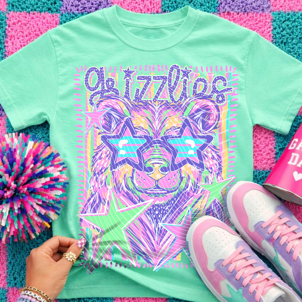 Neon Star Grizzlies Top apparel mockup