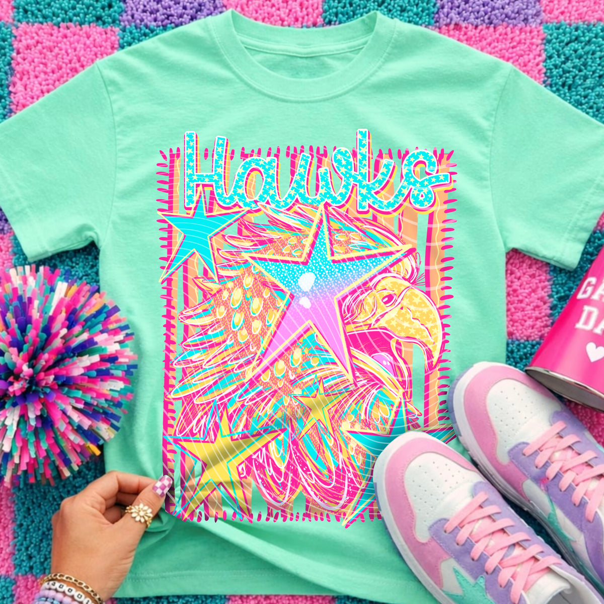 Neon Star Hawks Top apparel mockup