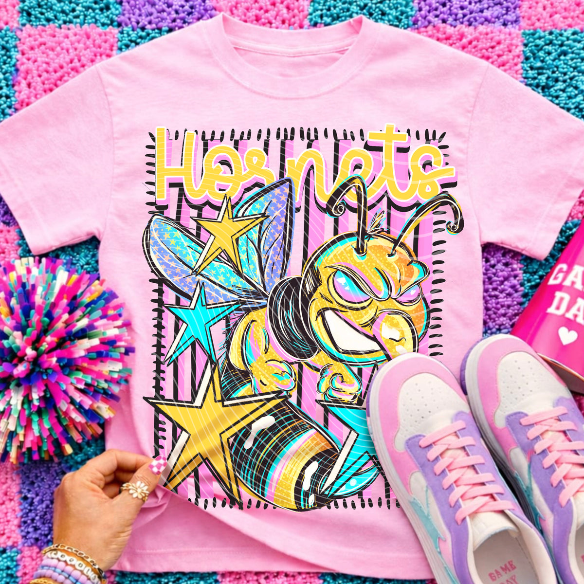 Neon Star Hornets Top apparel mockup