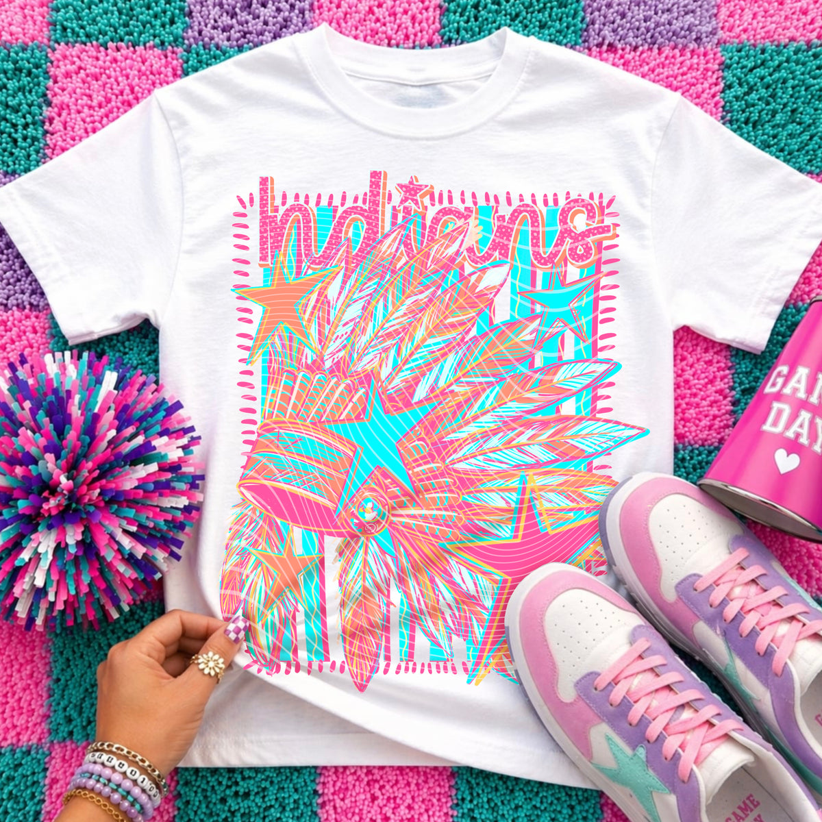 Neon Star Indians Top apparel mockup