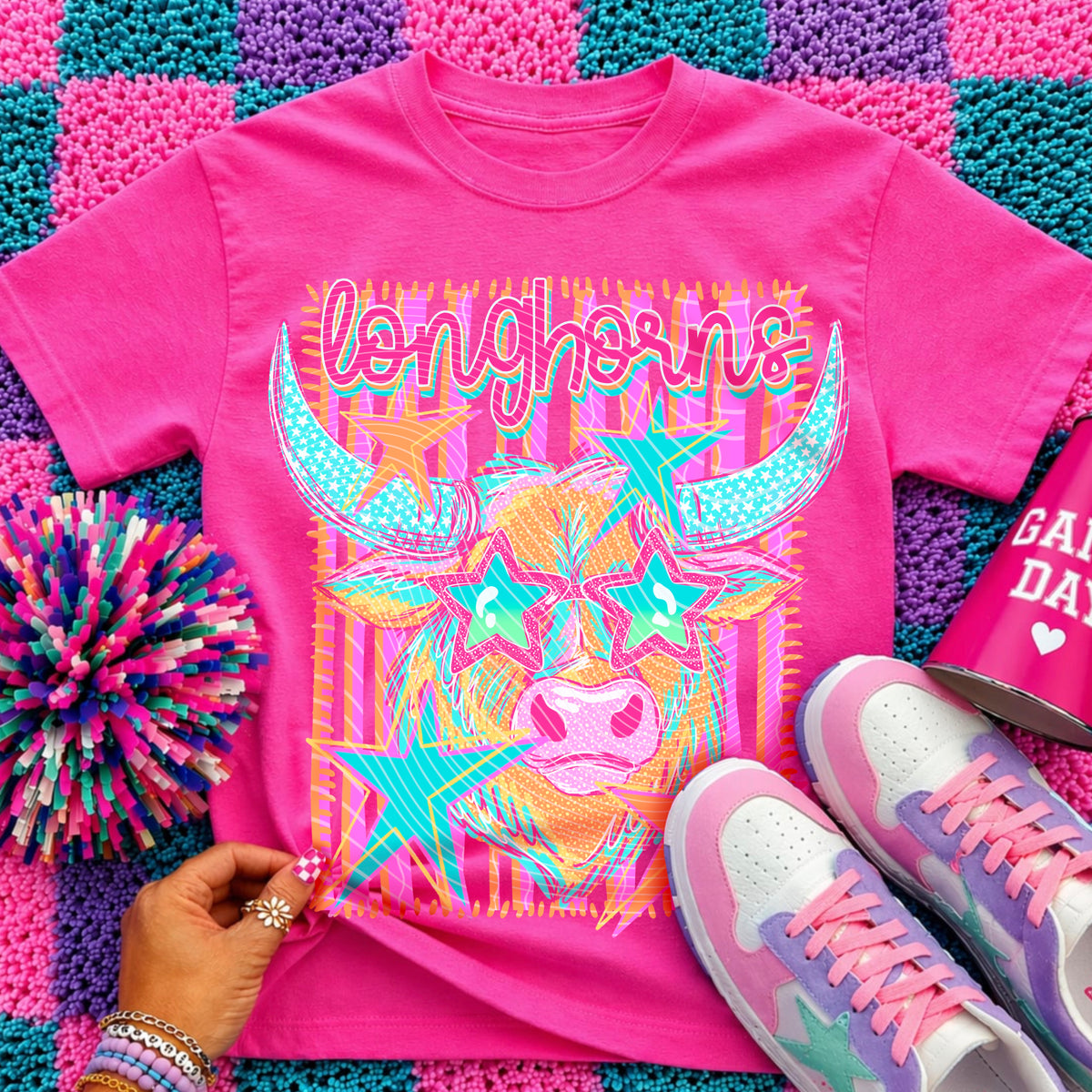 Neon Star Longhorns Top apparel mockup
