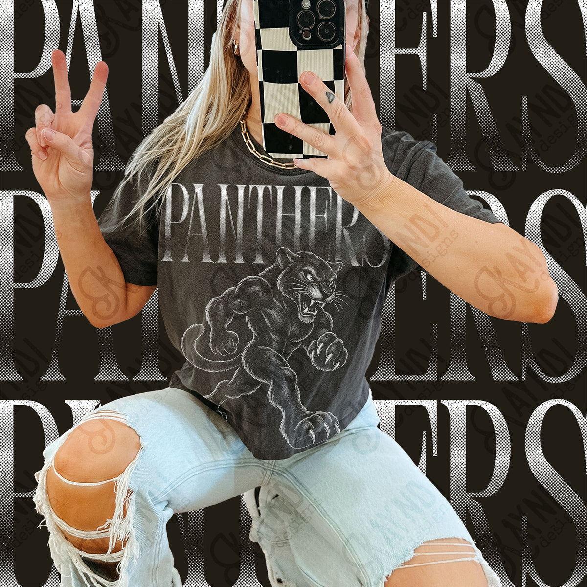 Halftone Panthers Top design mockup