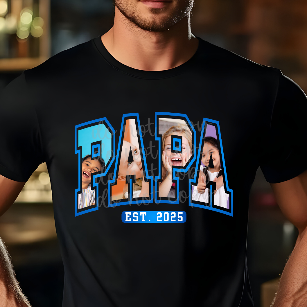 Custom Papa Est. Date Photo Top — design example 1