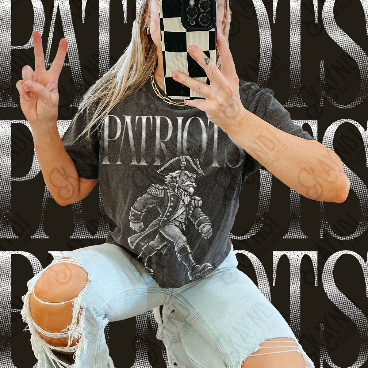 Halftone Patriots Top design mockup