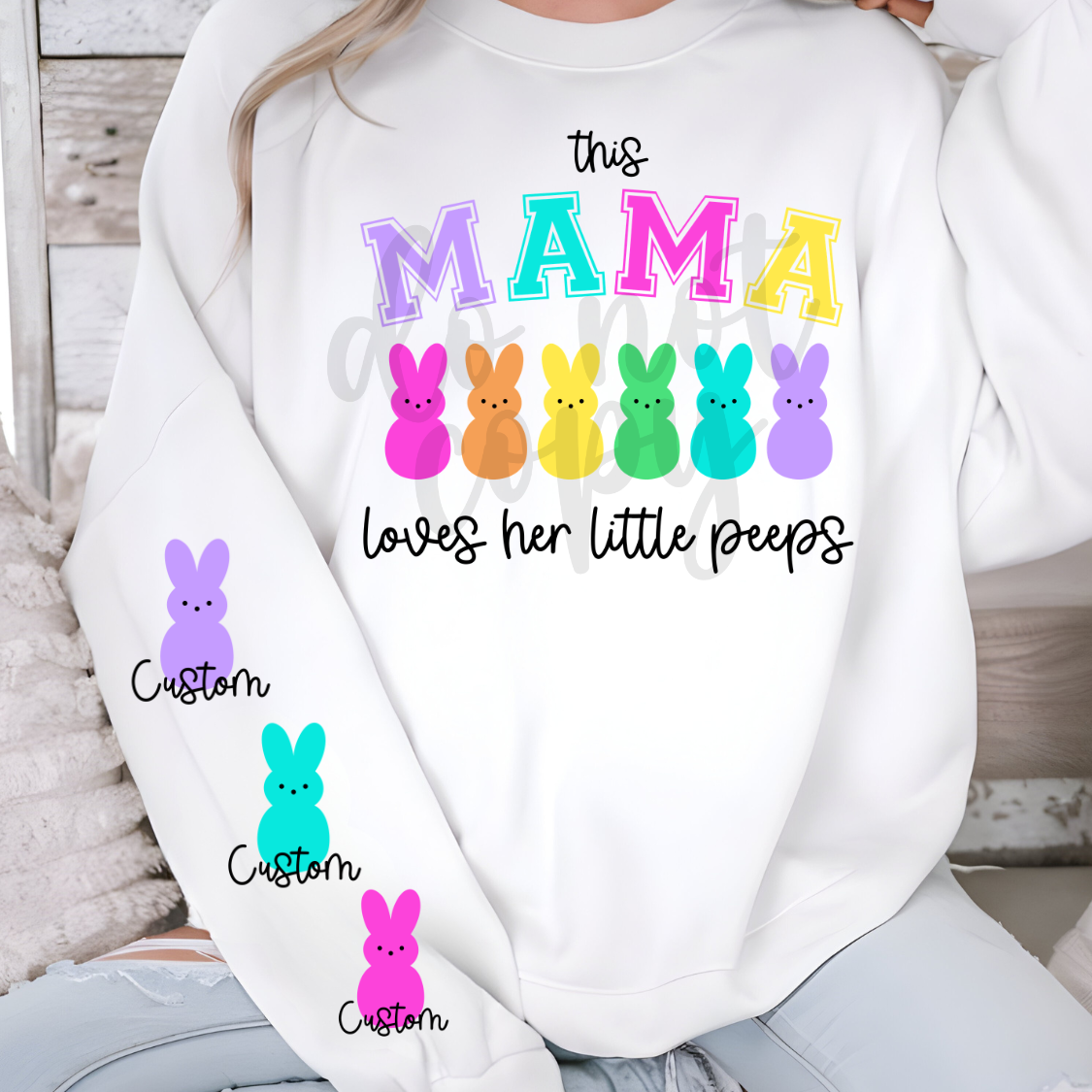Custom This Mama Loves Her Little Peeps Easter Top — design example 1