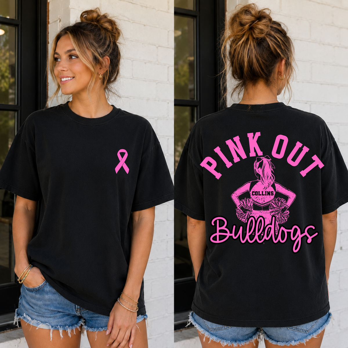 Custom Pink Out Cheerleader Top — design example 1