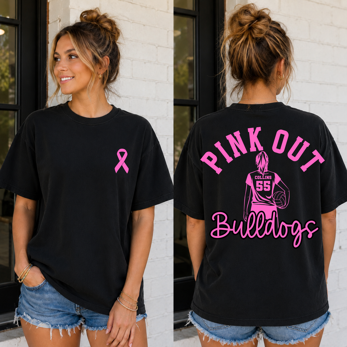Custom Pink Out Volleyball Player Top — design example 1