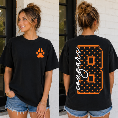 Custom Polka Dot Initial School Spirit Mascot Top — design example 1