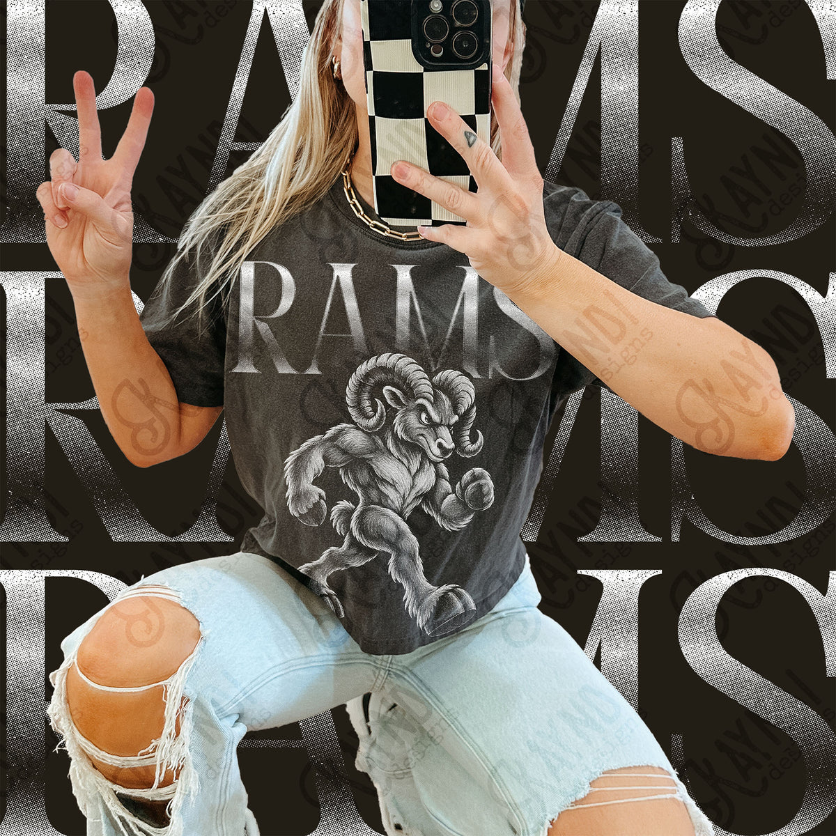 Halftone Rams Top design mockup