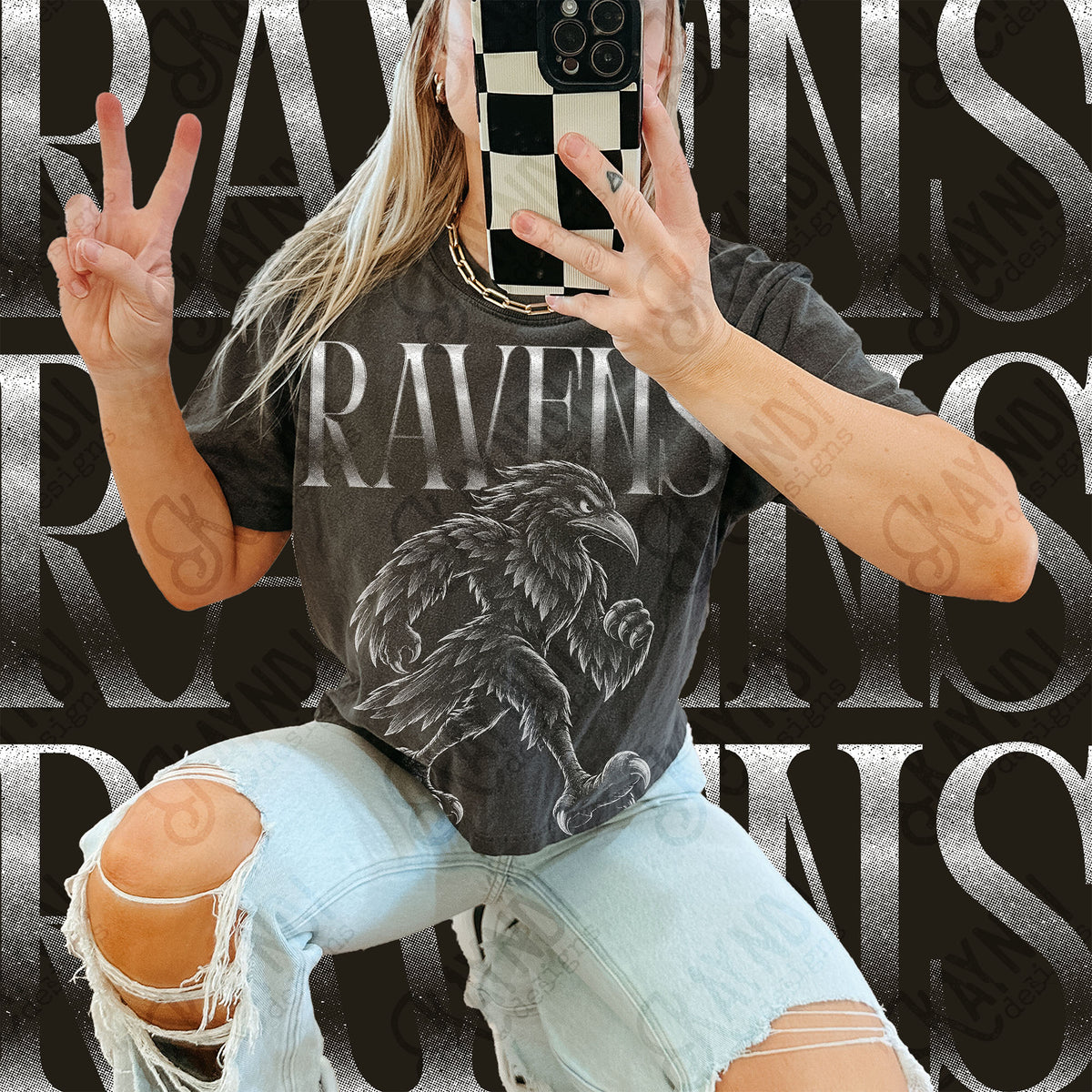 Halftone Ravens Top design mockup