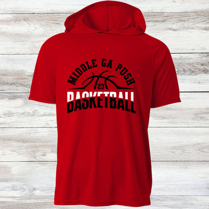 PUSH Basketball Design 6- Hooded T-Shirts (Sleeveless, Short and Long Sleeve)