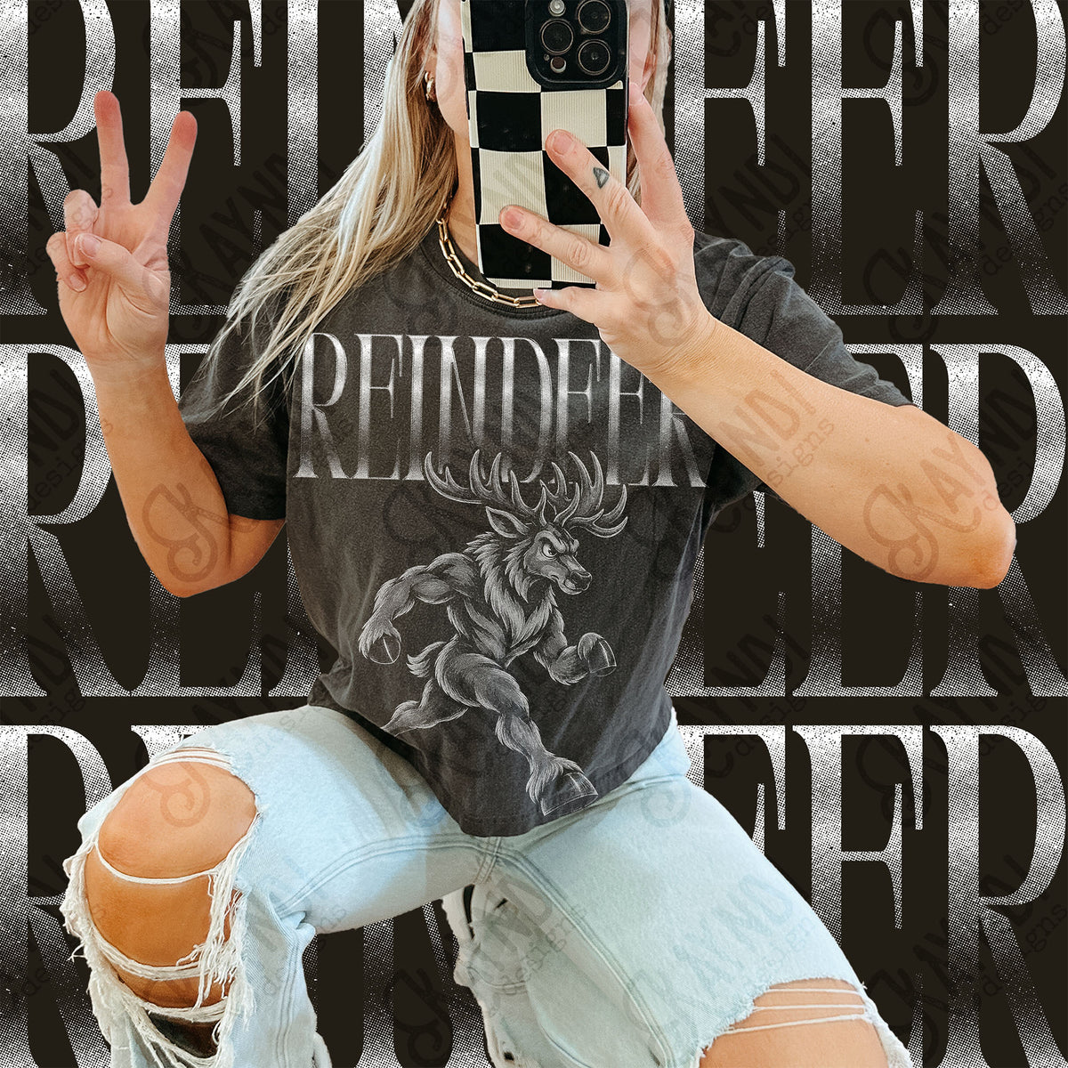 Halftone Reindeer Top design mockup