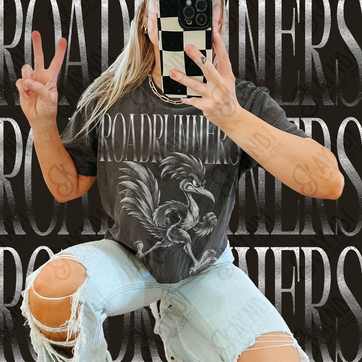 Halftone Roadrunners Top design mockup