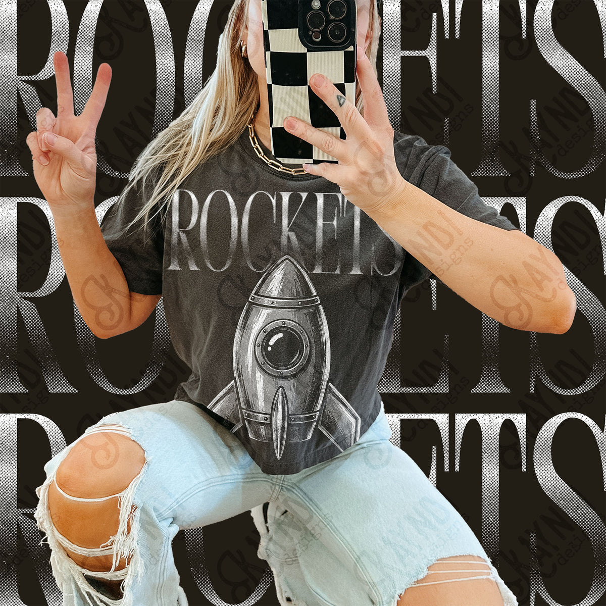 Halftone Rockets Top design mockup