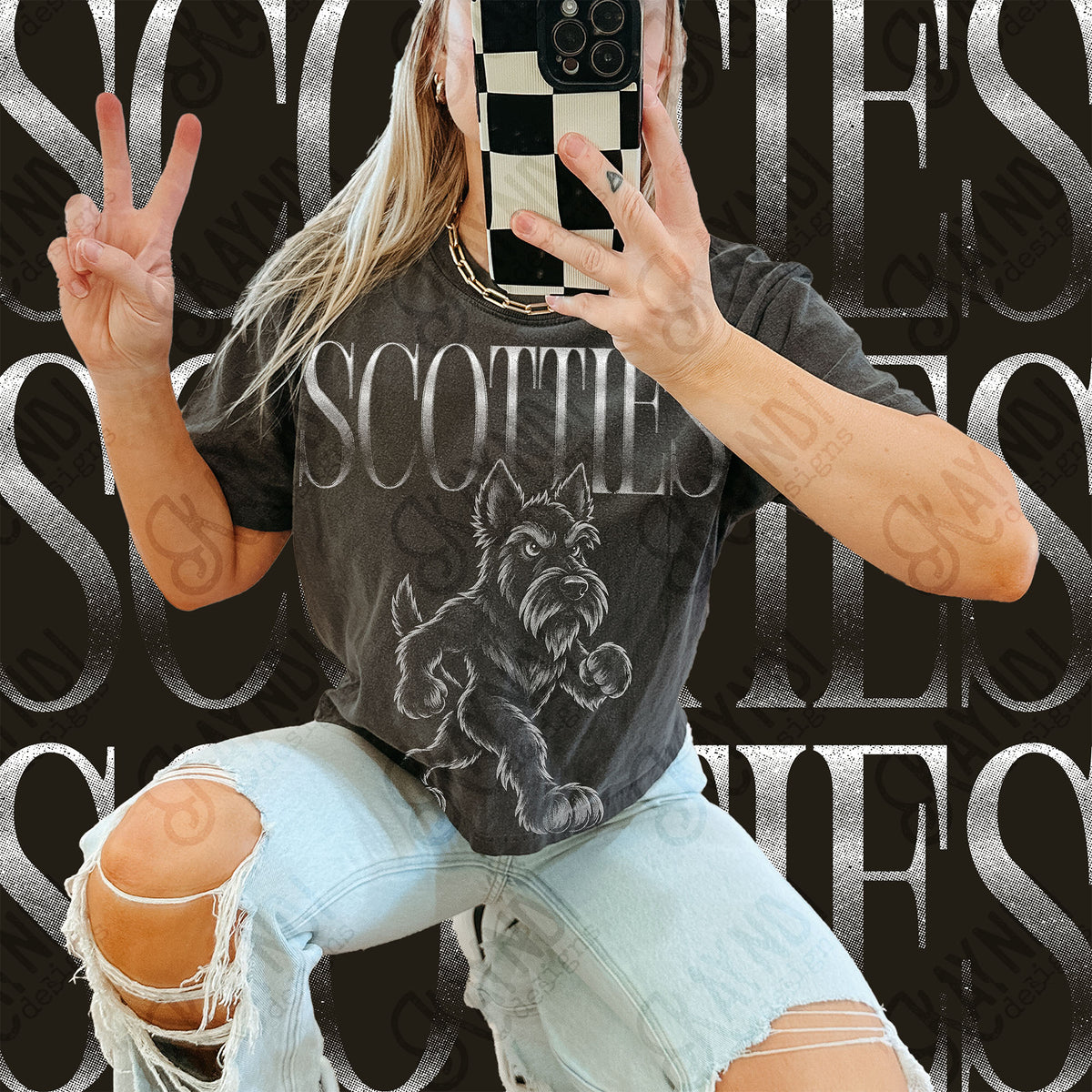 Halftone Scotties Top design mockup