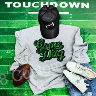 Game Day Patch Sequin Top (No Specific Sport)-GREEN