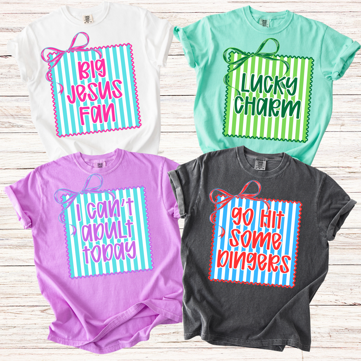 Custom Preppy Stripes And Bow  Text Top — design example 1