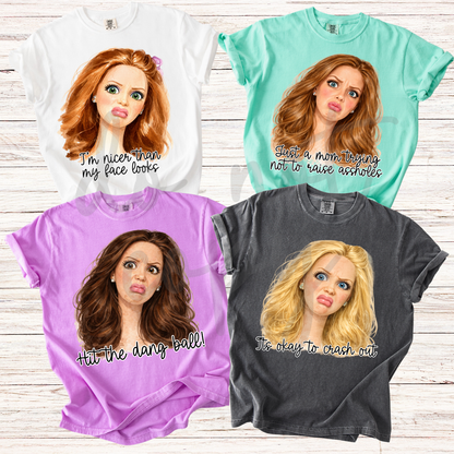 Custom Funny Disgusted Doll Face Top — design example 1