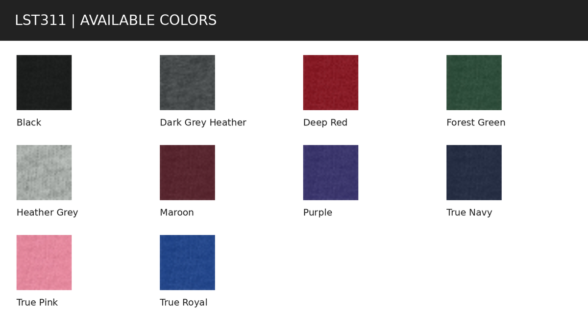 LST311 supplier available color swatches