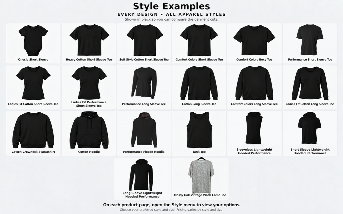 Every Design Every Style apparel options guide