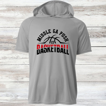 PUSH Basketball Design 6- Hooded T-Shirts (Sleeveless, Short and Long Sleeve)