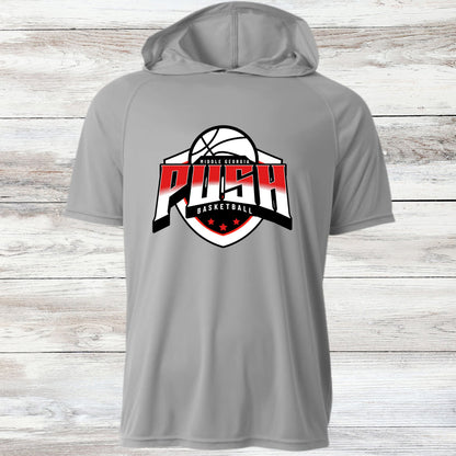 PUSH Basketball Design 2- Hooded T-Shirts (Sleeveless, Short and Long Sleeve)