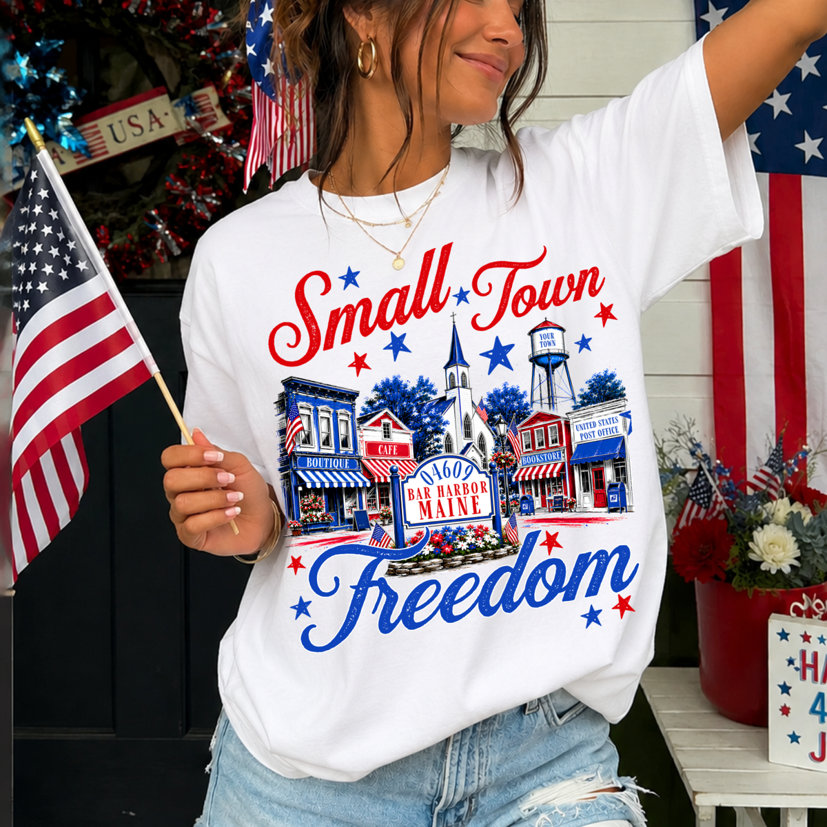 Custom Small Town Freedom Top — design example 1