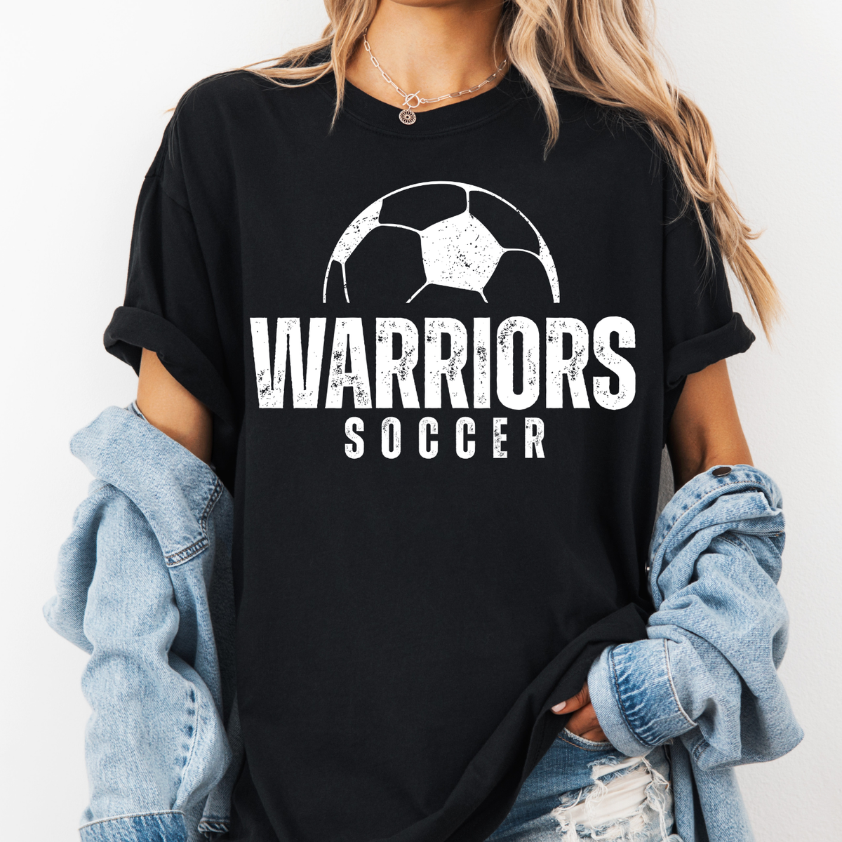 Custom Arched Distressed Soccer Top — design example 1