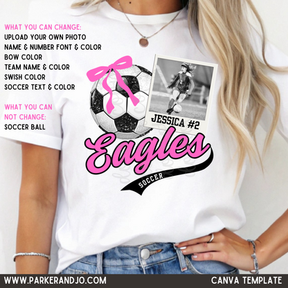 Custom Soccer Polaroid Top mockup showing the pictured apparel design.