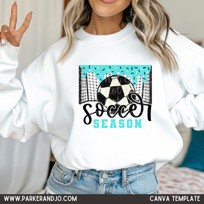Custom Soccer Season Drip Top mockup showing the pictured apparel design.