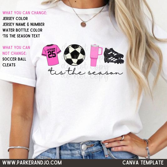 Custom 'Tis The Season Soccer Top mockup showing the pictured apparel design.