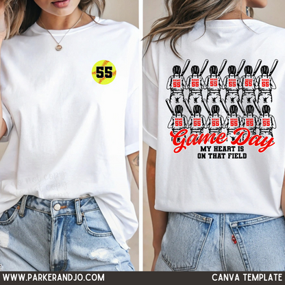 Custom Baseball or Softball Player Roster Top — Front & Back — design example 1