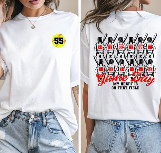 Custom Baseball or Softball Player Roster Top — Front & Back — design example 1