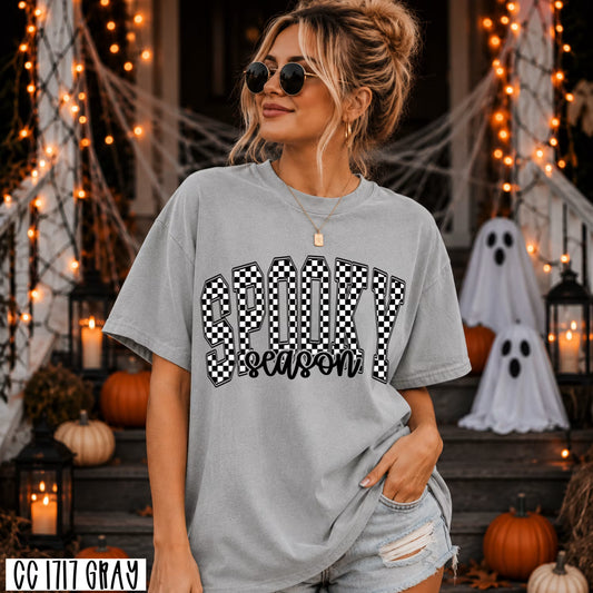 Spooky Season Checkered Print