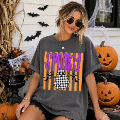 Spooky Checkered Ghost and Stripes