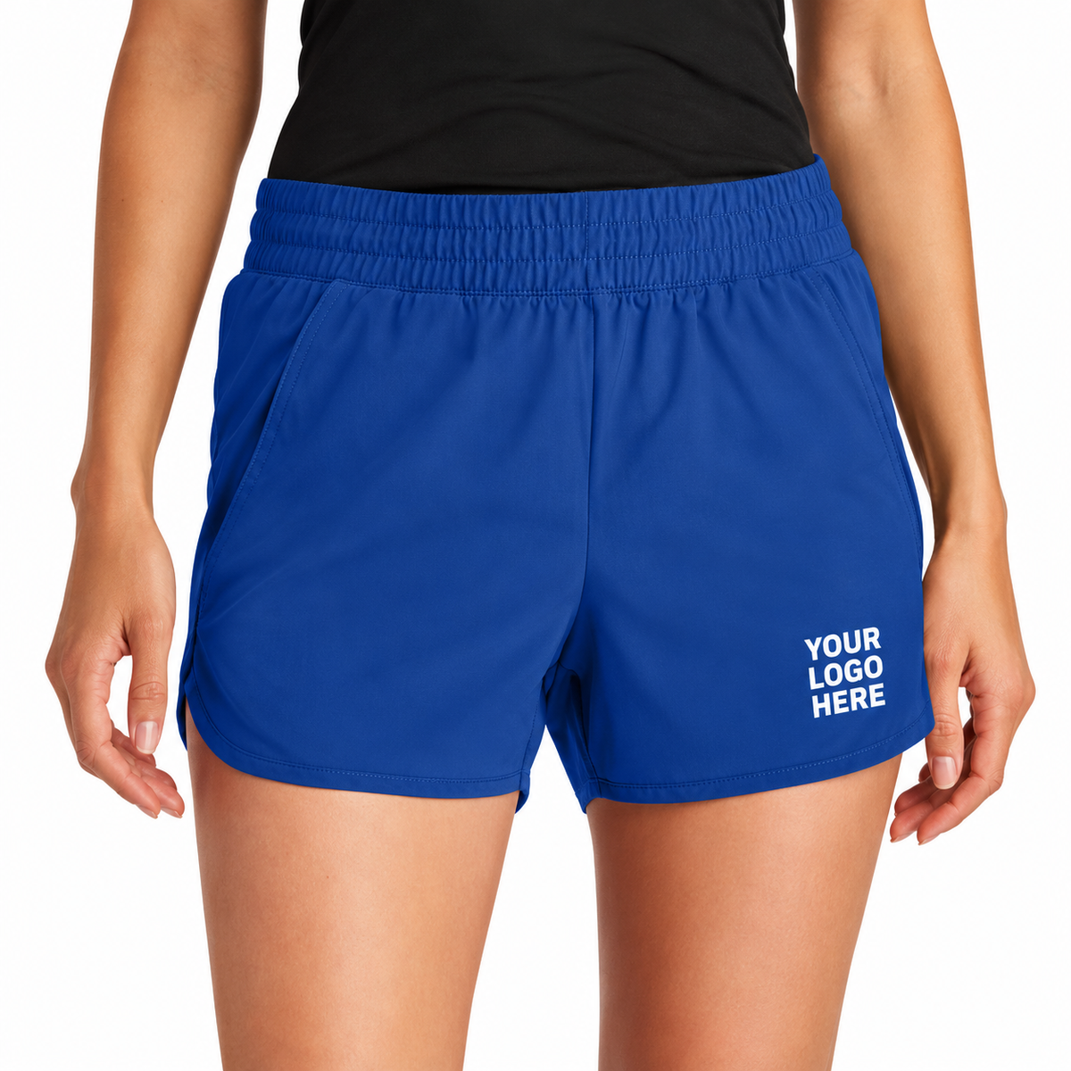 Sport-Tek LST484 custom shorts — YOUR LOGO HERE on front leg