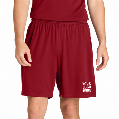 Sport-Tek ST349P custom shorts — YOUR LOGO HERE on front leg