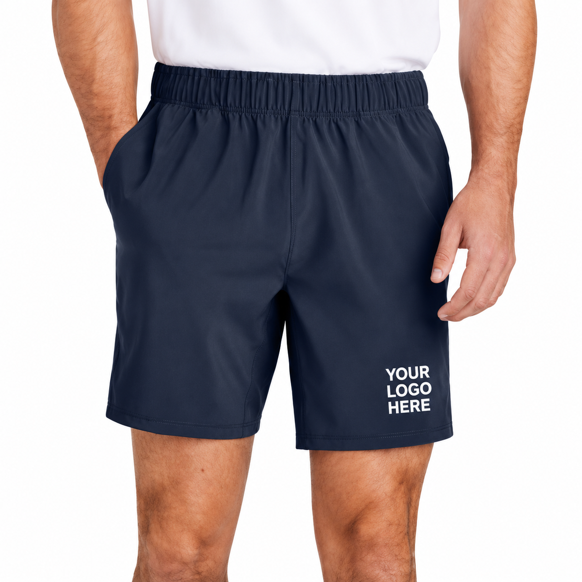 Sport-Tek ST485 custom shorts — YOUR LOGO HERE on front leg