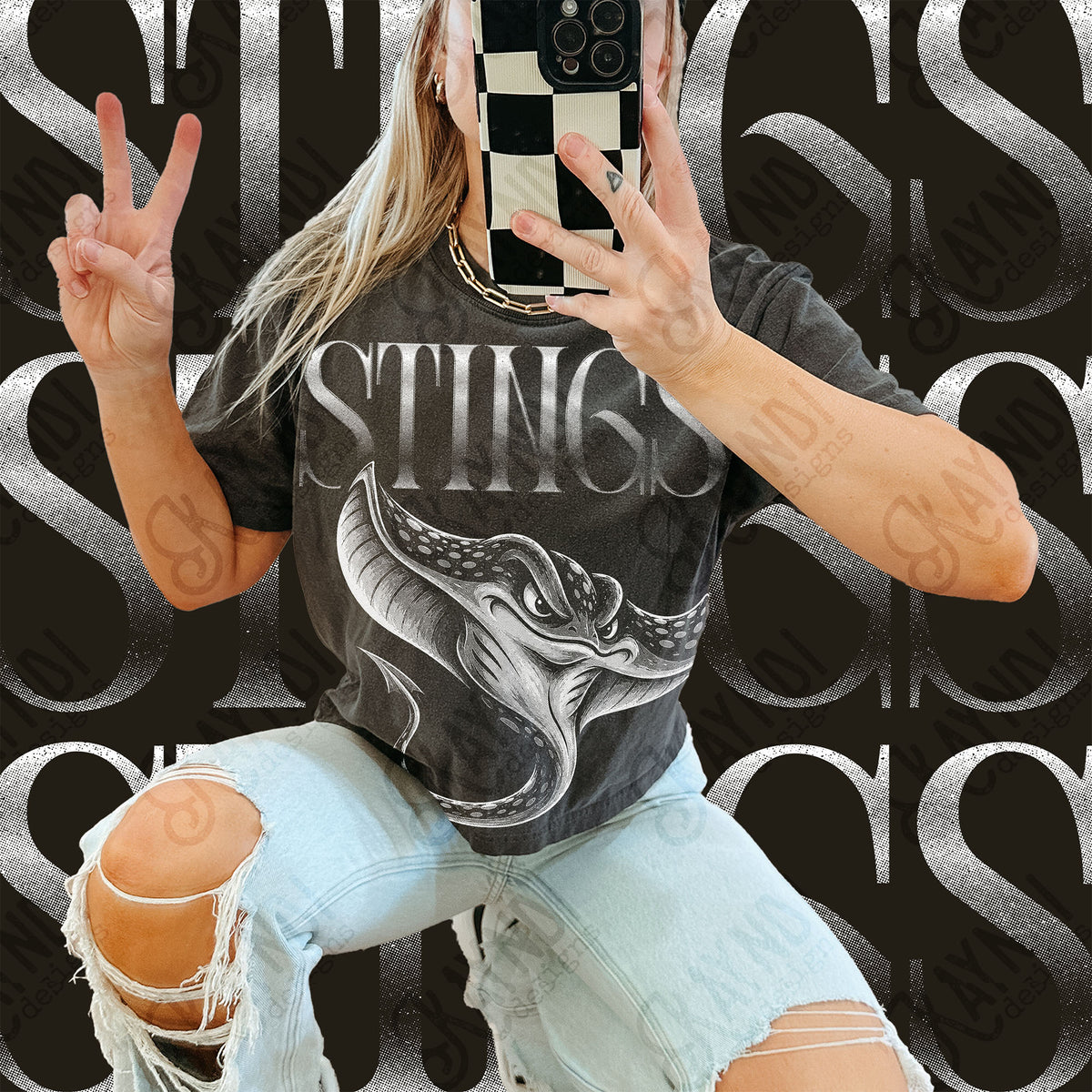 Halftone Stings Top design mockup