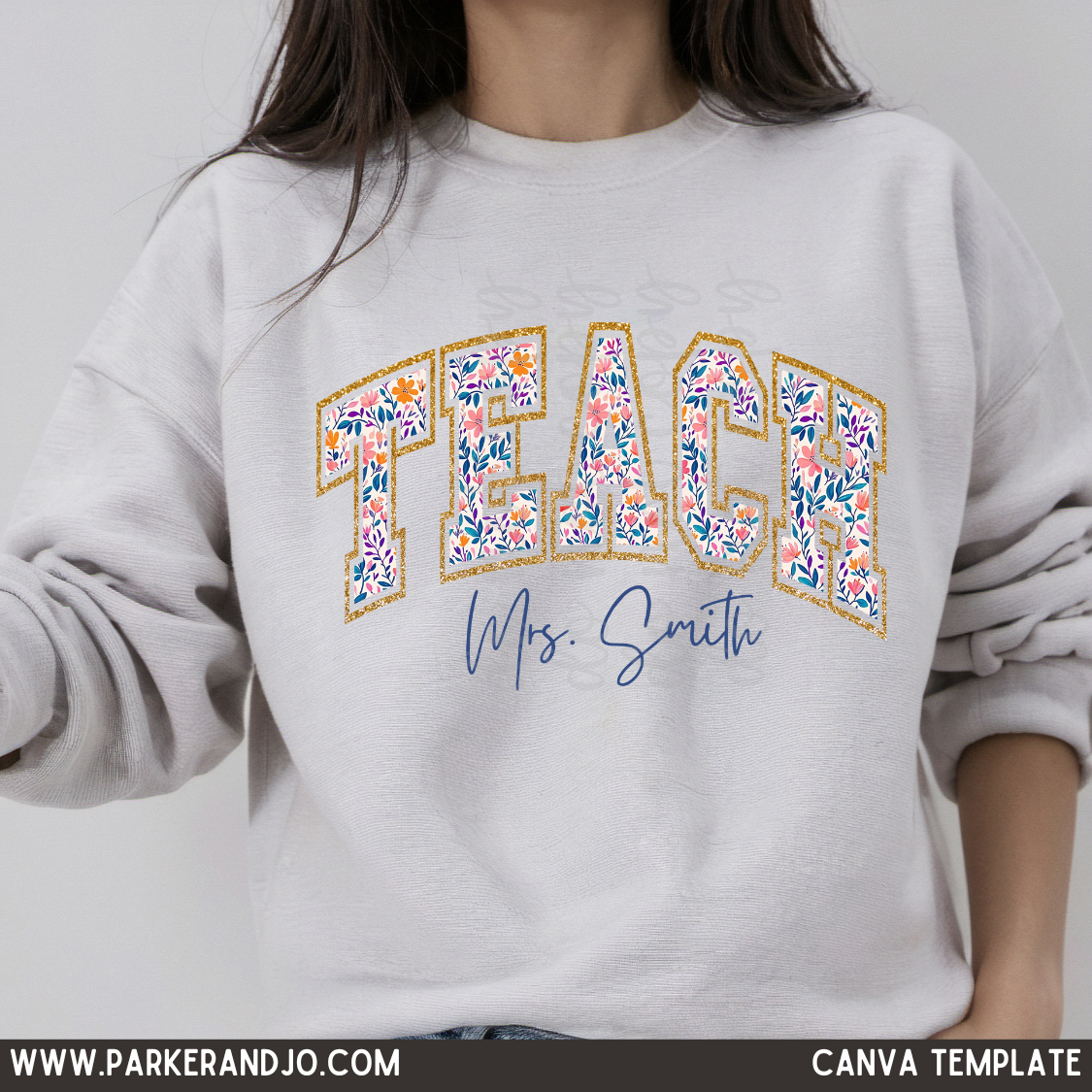 Custom Floral Teach Top — design example 1