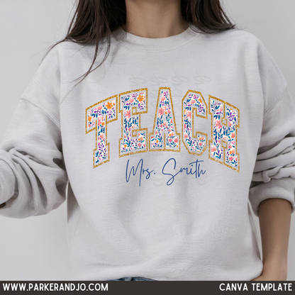 Custom Floral Teach Top — design example 1